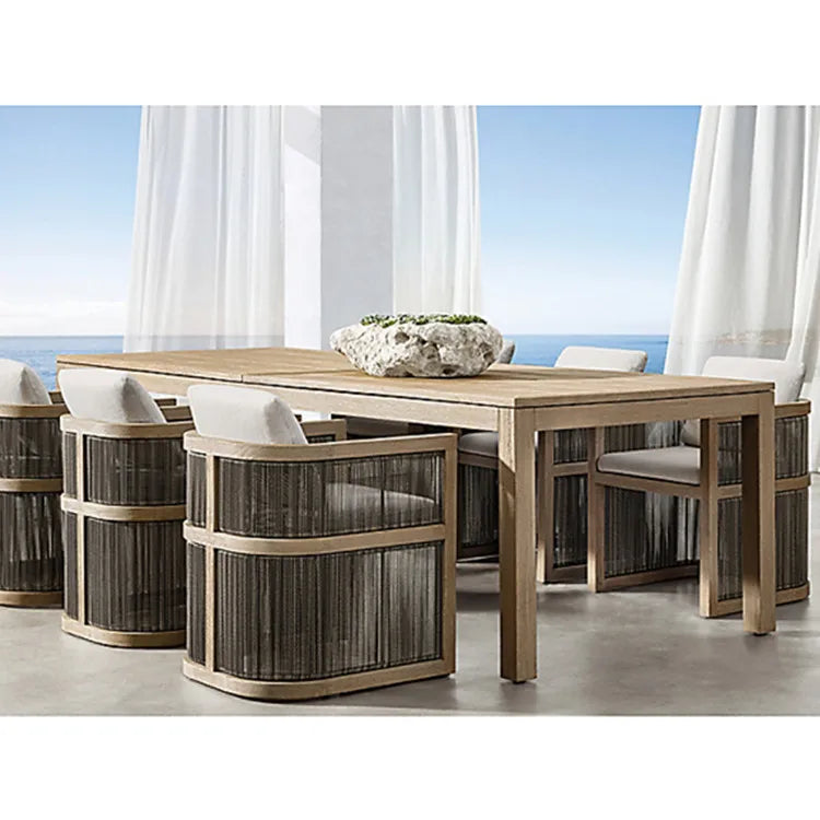 Custom Outdoor Furniture Dining Table Set Teak Six Seater Design