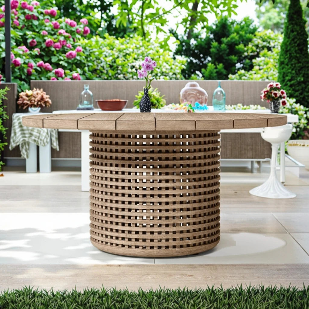 Custom Teak Furniture Round Dining Set Contemporary Alfresco Outdoor Living Australia
