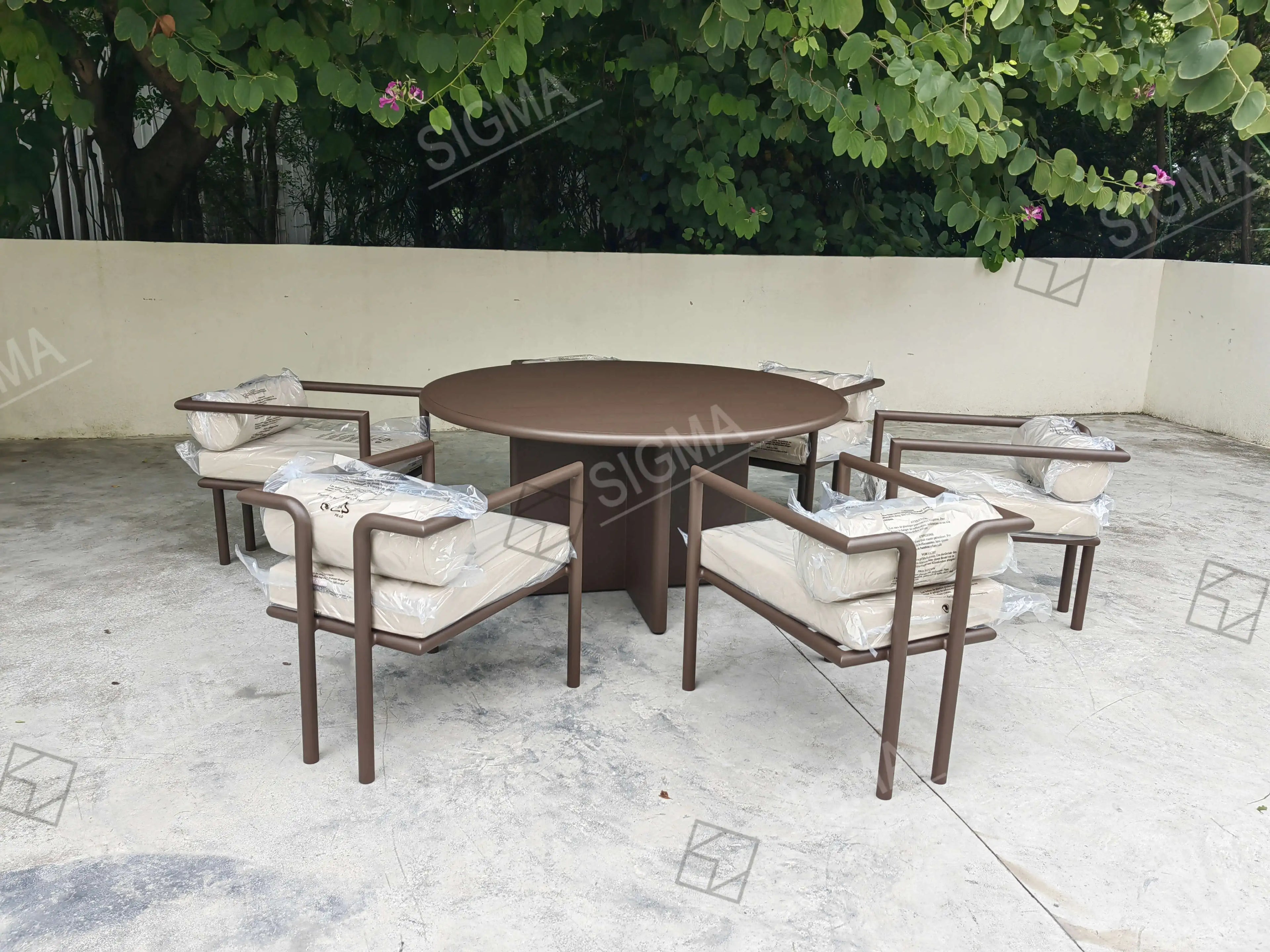 6-Seater Outdoor Dining Set Aluminum Contemporary Style Alfresco Outdoor Living Australia