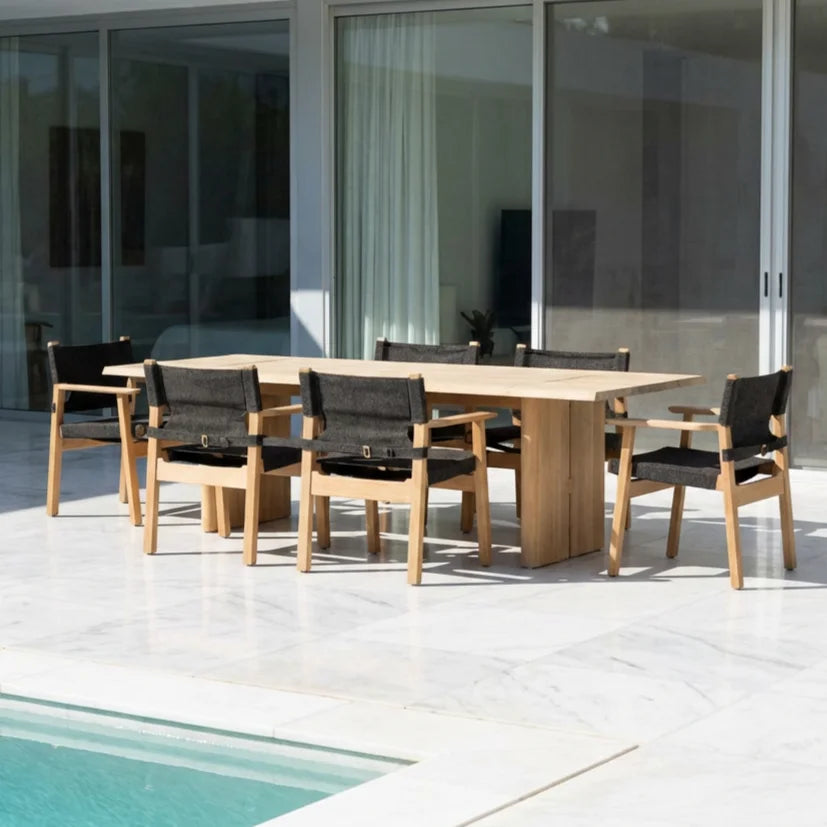 Teak Dining Set Rectangular Table Contemporary Alfresco Outdoor Living Australia