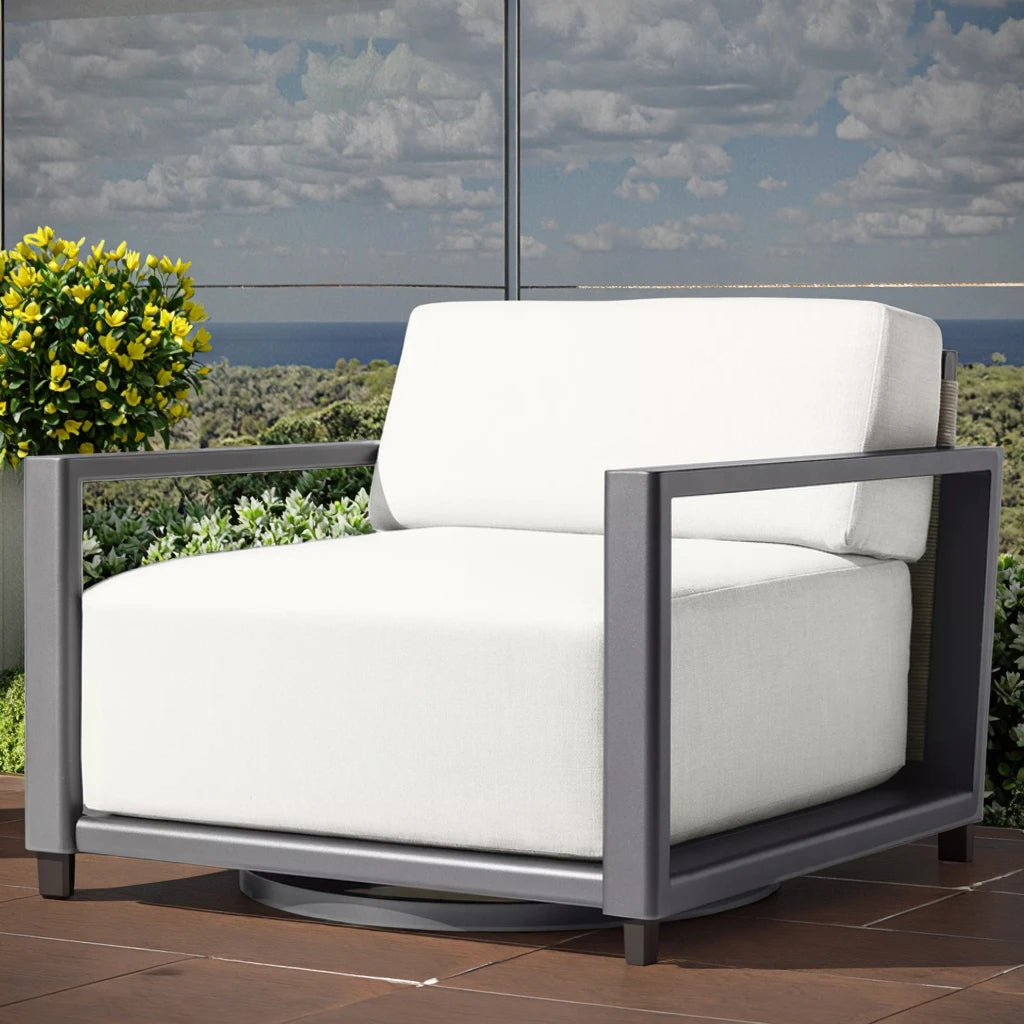 Designer Outdoor Furniture Swivel Lounge Chair Contemporary Aluminium