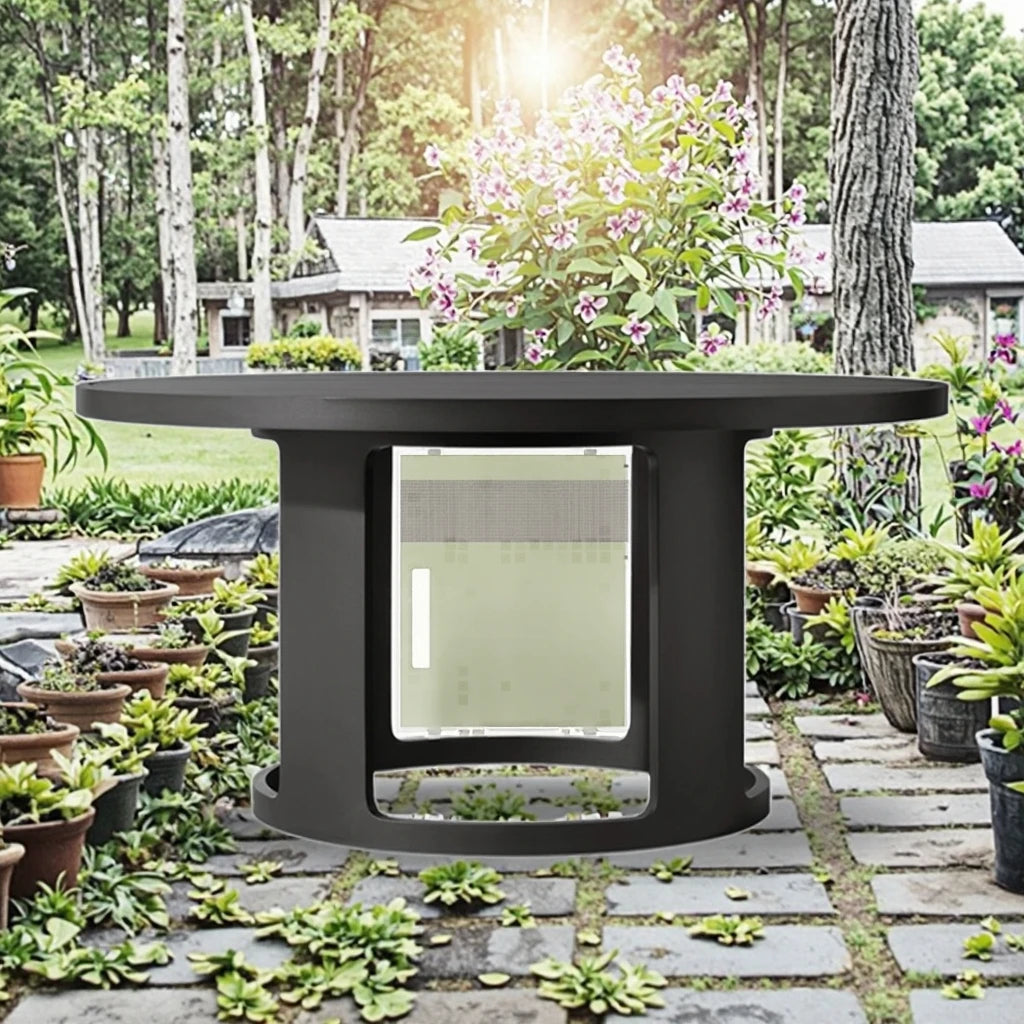 Round Aluminum Outdoor Dining Table Minimalist Alfresco Outdoor Living Australia