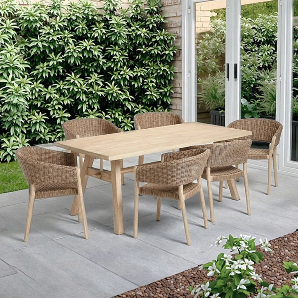 Designer Outdoor Furniture Rattan Teak Dining Set Alfresco Outdoor Living