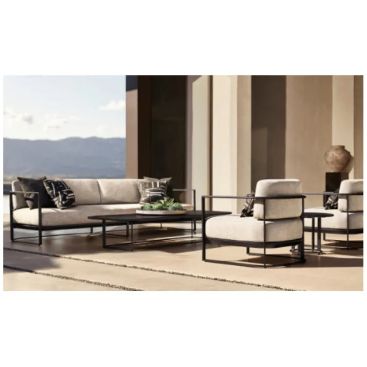 Custom Aluminum Patio Sofa Set Modern Minimalist Alfresco Outdoor Living