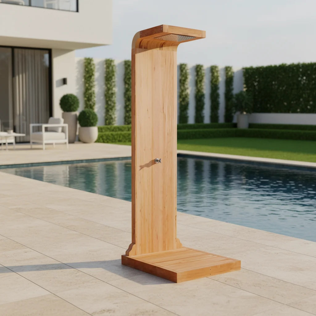 Custom Outdoor Shower Column Set Modern Solid Wood Alfresco Outdoor Living Australia