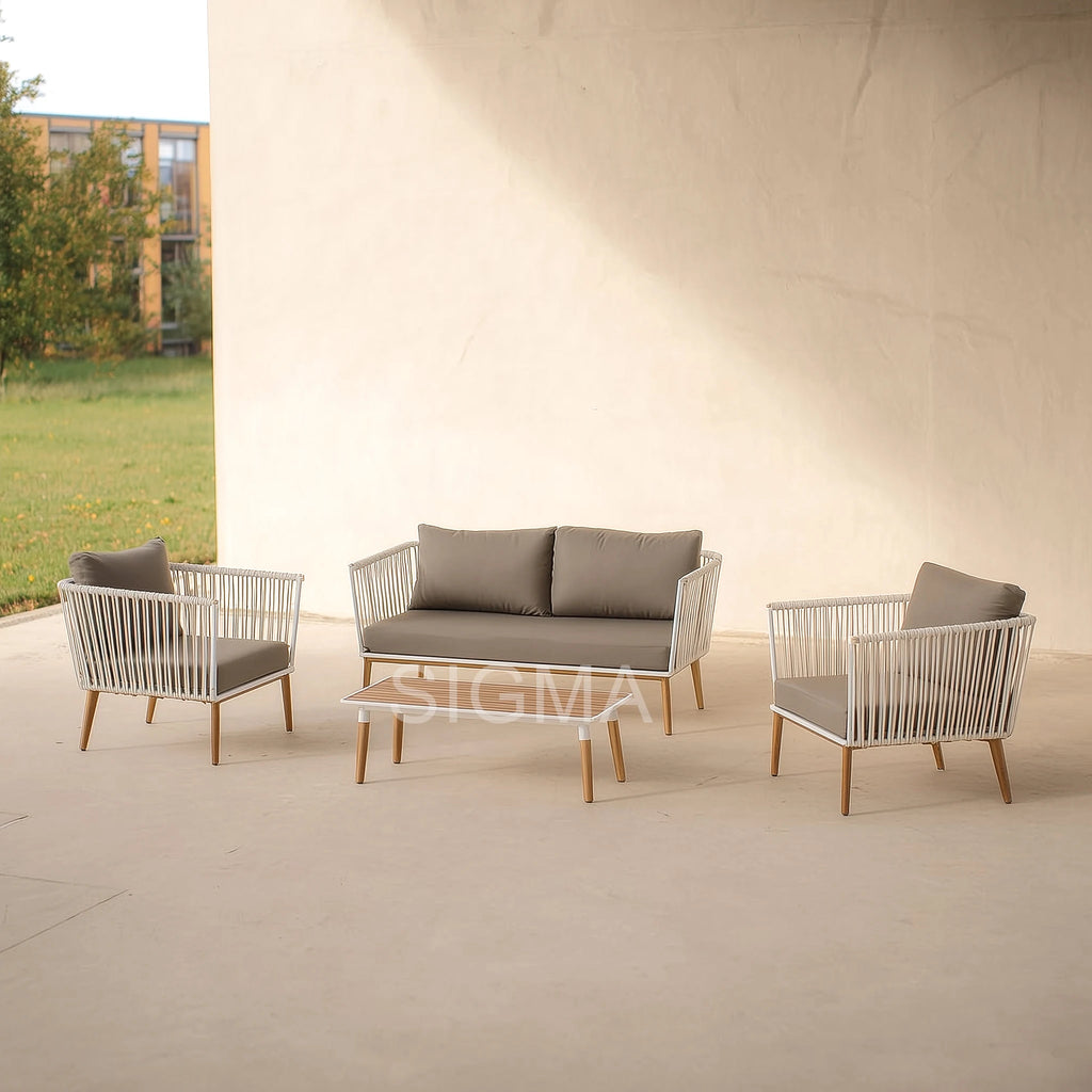 Custom Outdoor Furniture Aluminum Rope Sofa Set Modern Alfresco Outdoor Living Australia