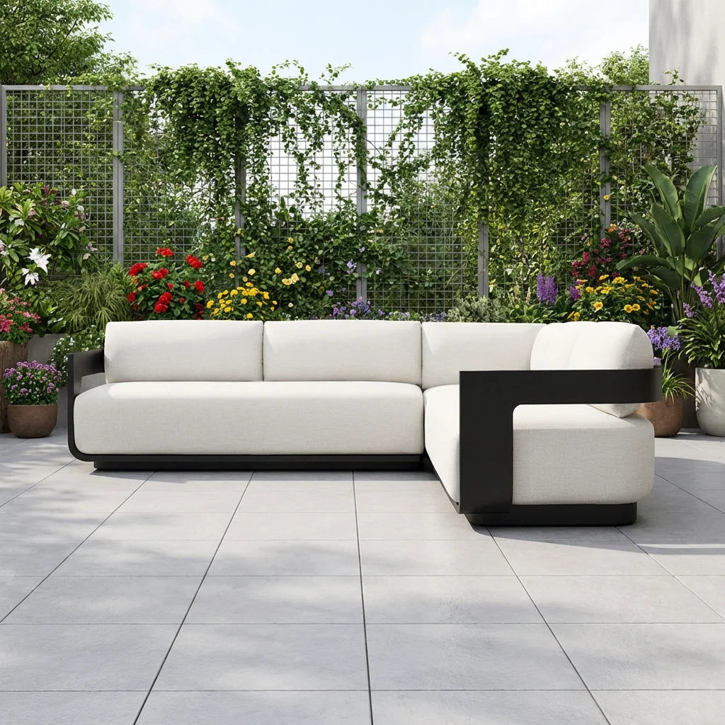 Aluminum Outdoor Sectional Sofa L-Shape Modern Alfresco Outdoor Living Australia