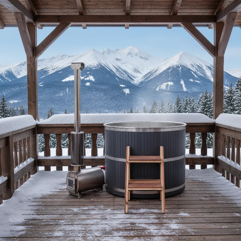 Custom Outdoor Hot Tub Wood-Fired Barrel Spa Architectural Round Alfresco Outdoor Living Australia