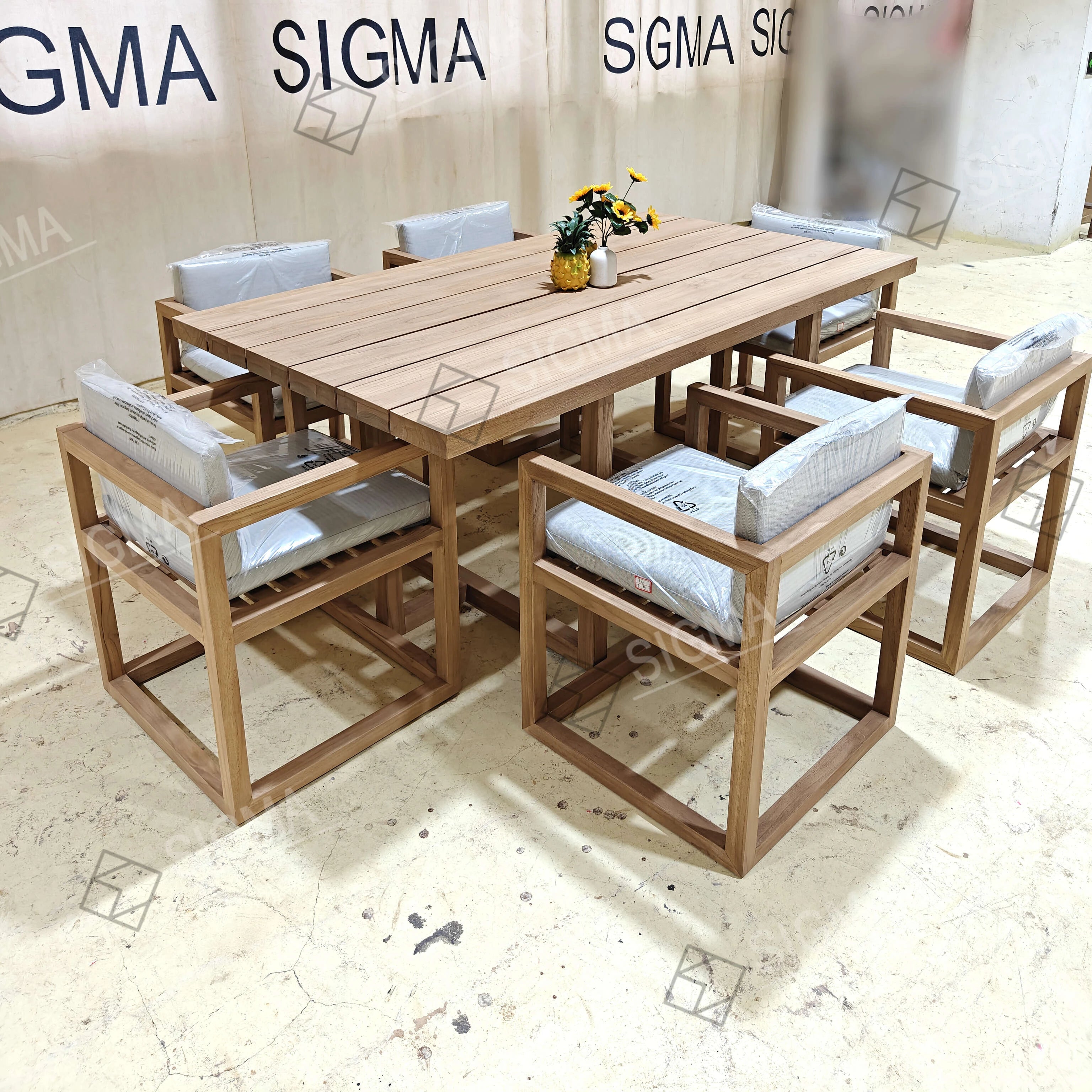 Custom Outdoor Furniture 6-Seater Teak Dining Set Alfresco Outdoor Living Australia