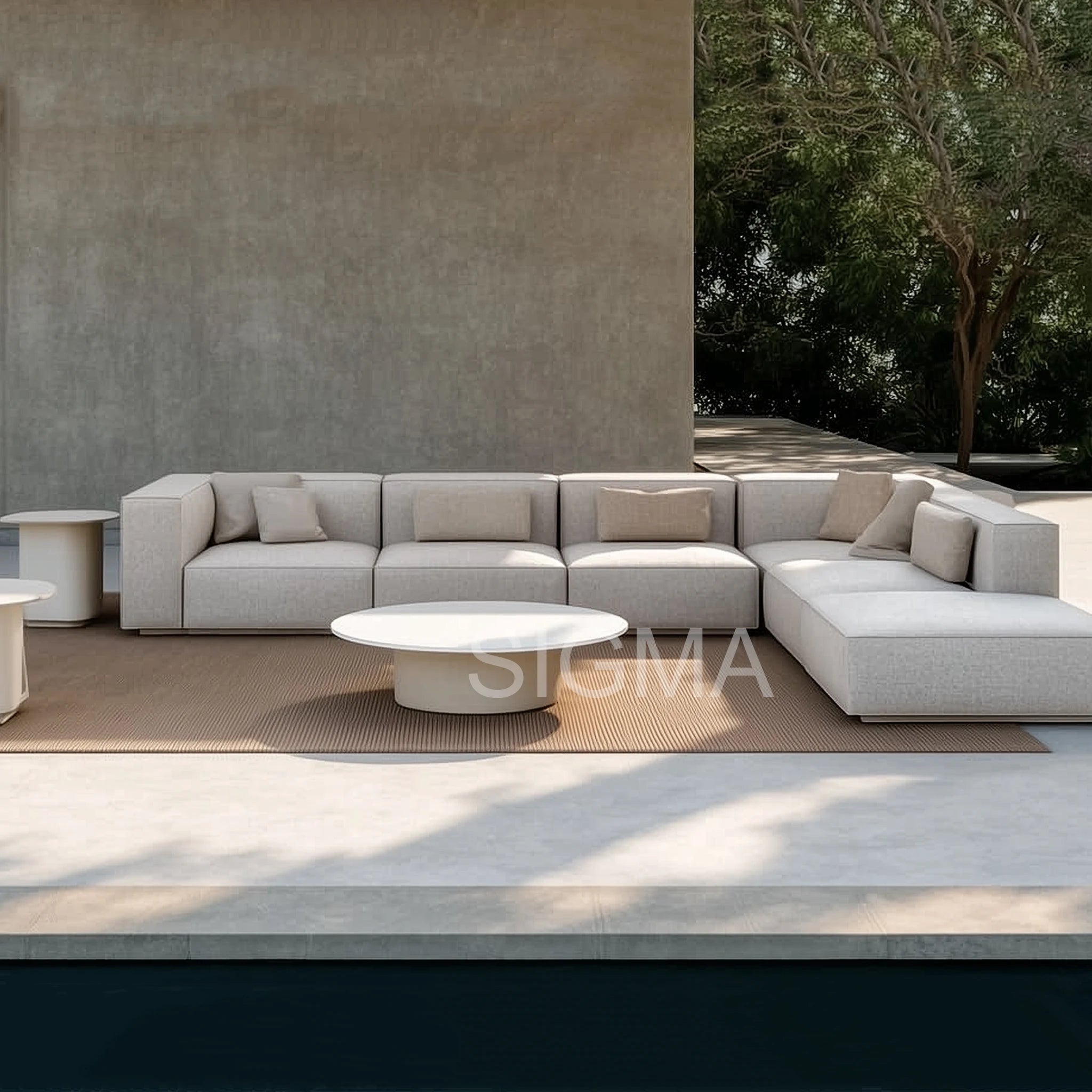 Custom Outdoor Furniture L-Shaped Sofa and Table Set Contemporary Alfresco Outdoor Living Australia