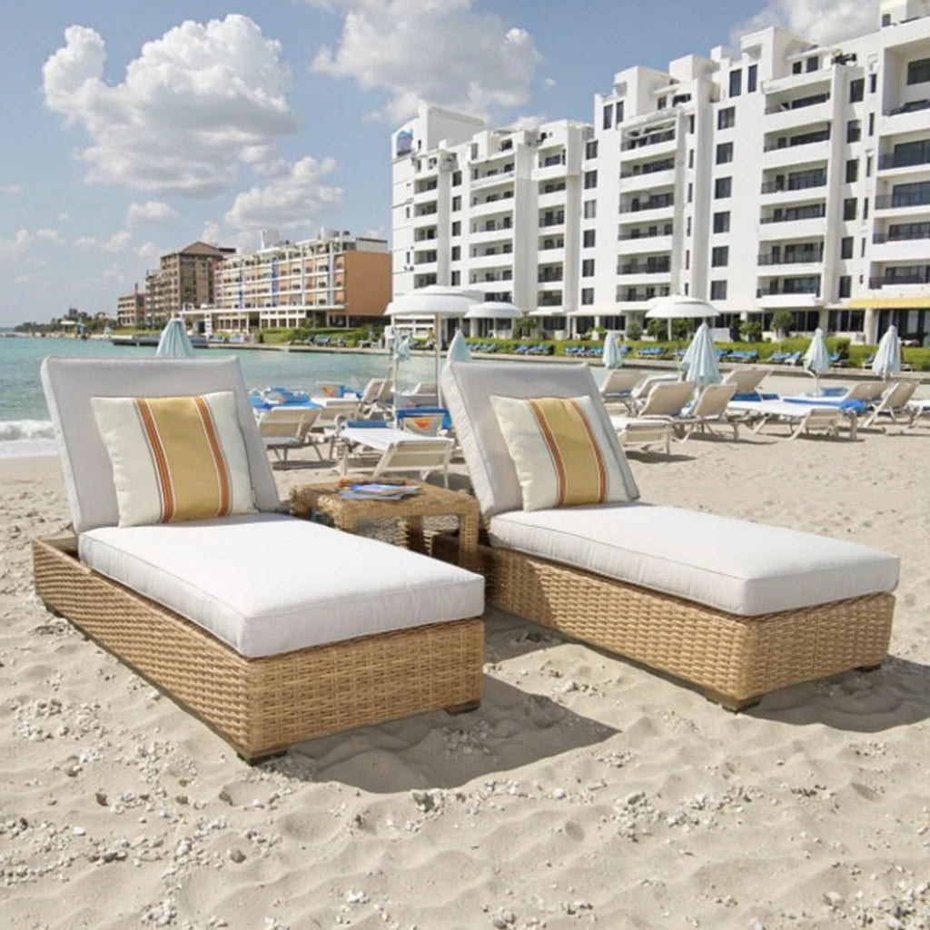 Custom Rattan Daybed Modern Rectangular Outdoor Furniture Alfresco Outdoor Living