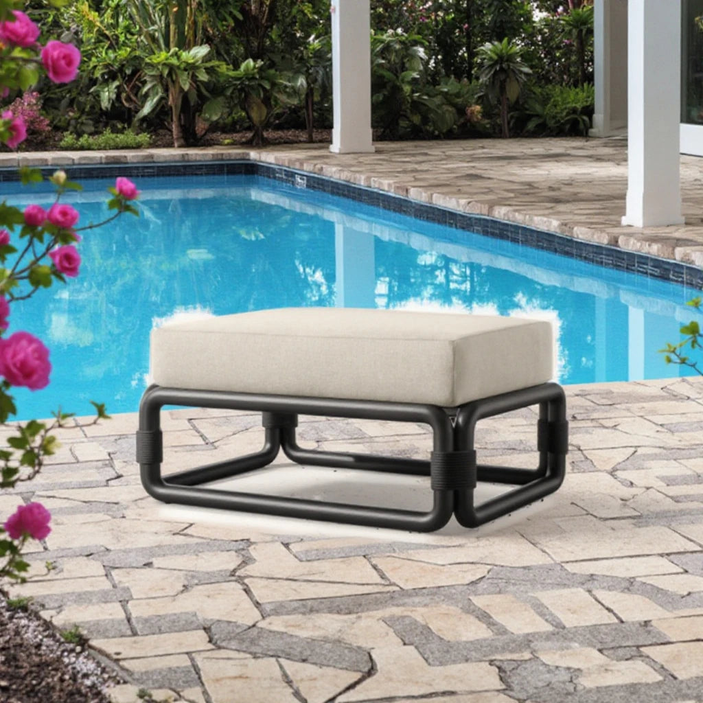 Outdoor Ottoman Stool Handcrafted Rope Weave Architectural - Alfresco Outdoor Living Australia