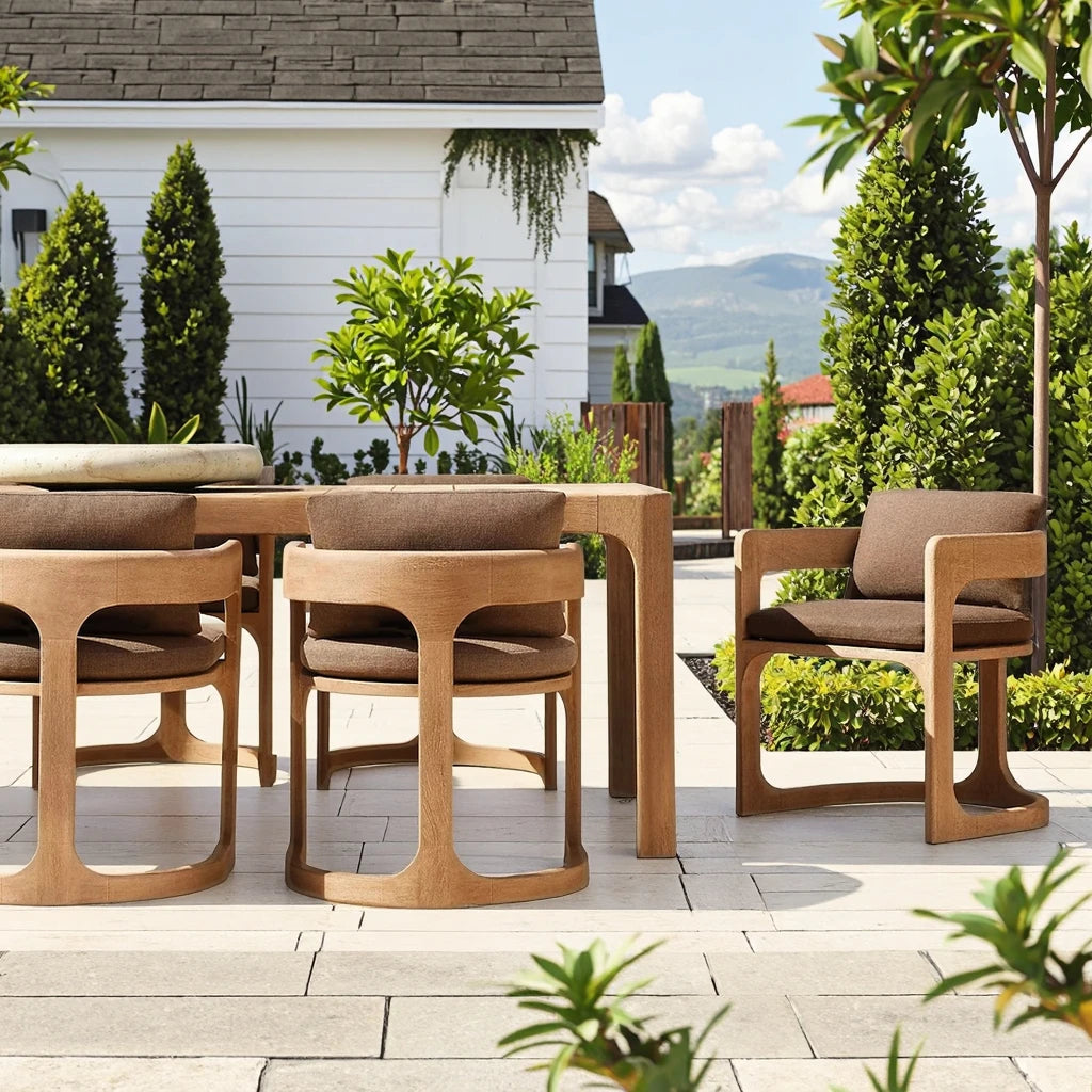 Custom Outdoor Furniture Teak Dining Set Curved Backrest Alfresco Outdoor Living Australia