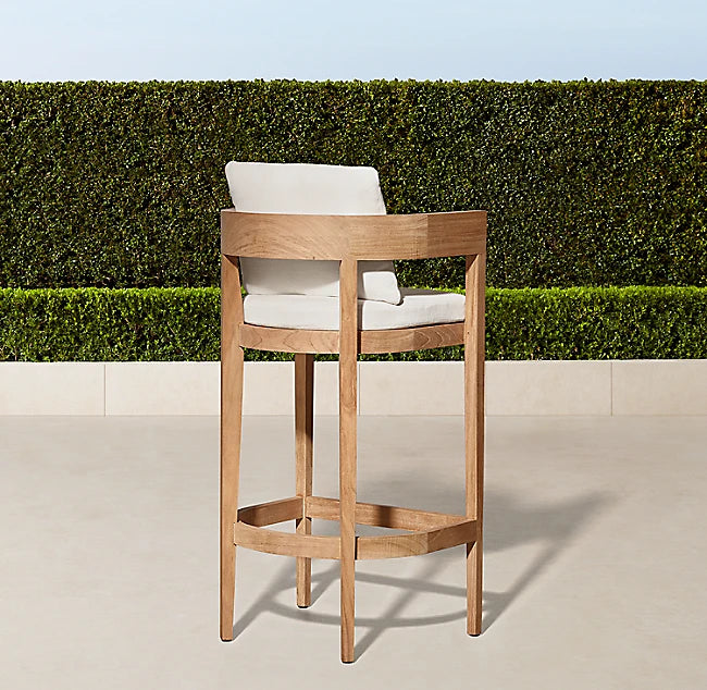Teak Wood Bar Chair Curved Backrest Alfresco Outdoor Living Australia