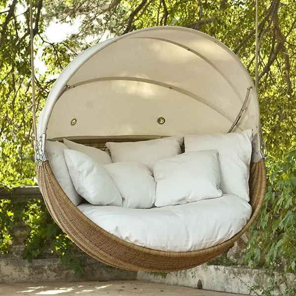 Custom Outdoor Furniture Round Hanging Swing Daybed Modern Canopy Alfresco Outdoor Living Australia