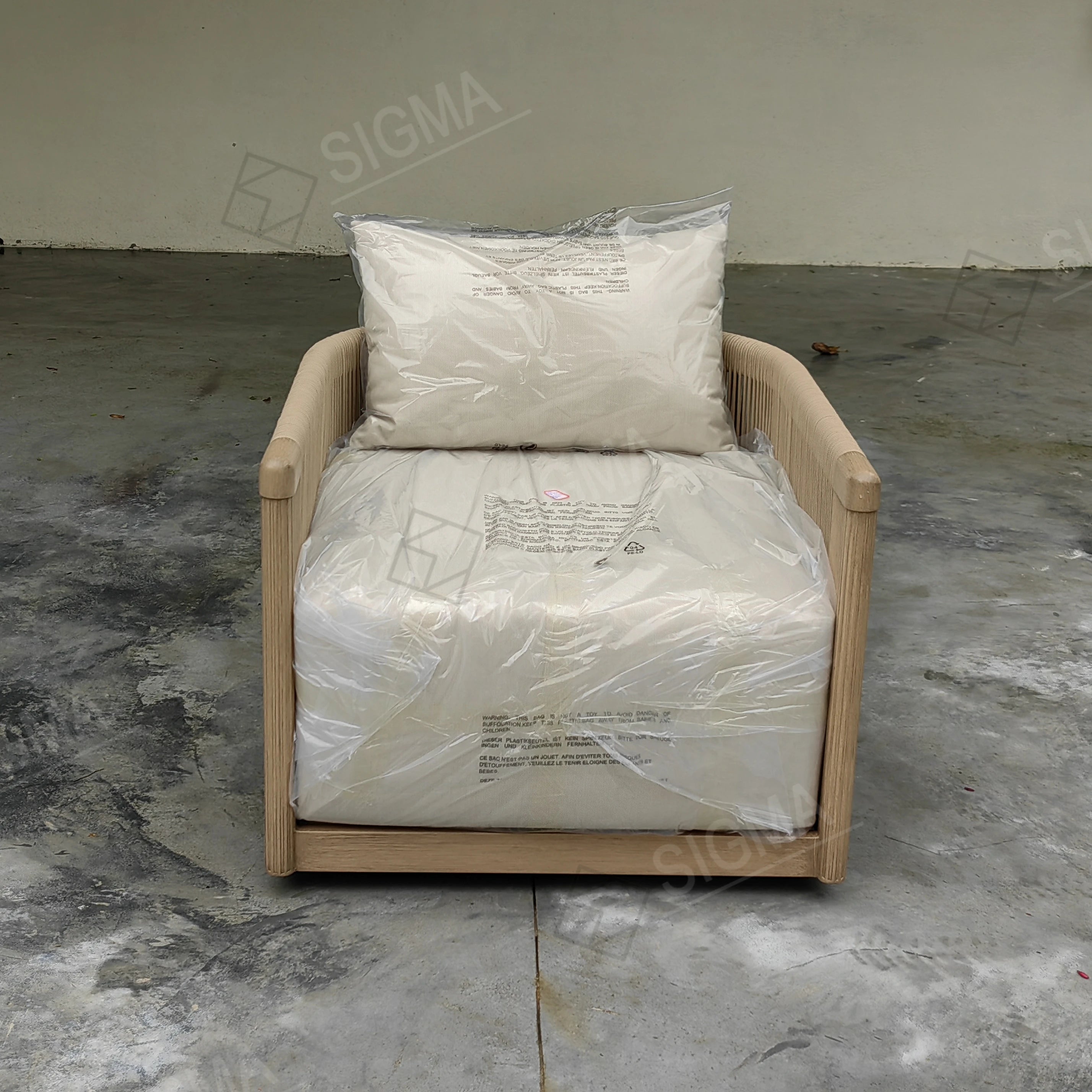 Modern Rope Weaving Lounge Chair Aluminum Frame Sculptural