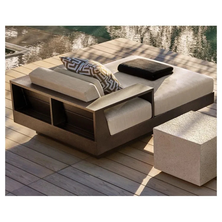 Aluminium Pool Lounger Chaise, Adjustable Luxury Outdoor Daybed White