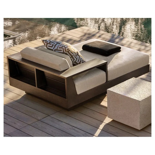 Aluminium Pool Lounger Chaise, Adjustable Luxury Outdoor Daybed White