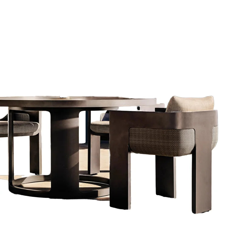 Custom Outdoor Dining Set Round Table Aluminium Alfresco Outdoor Living