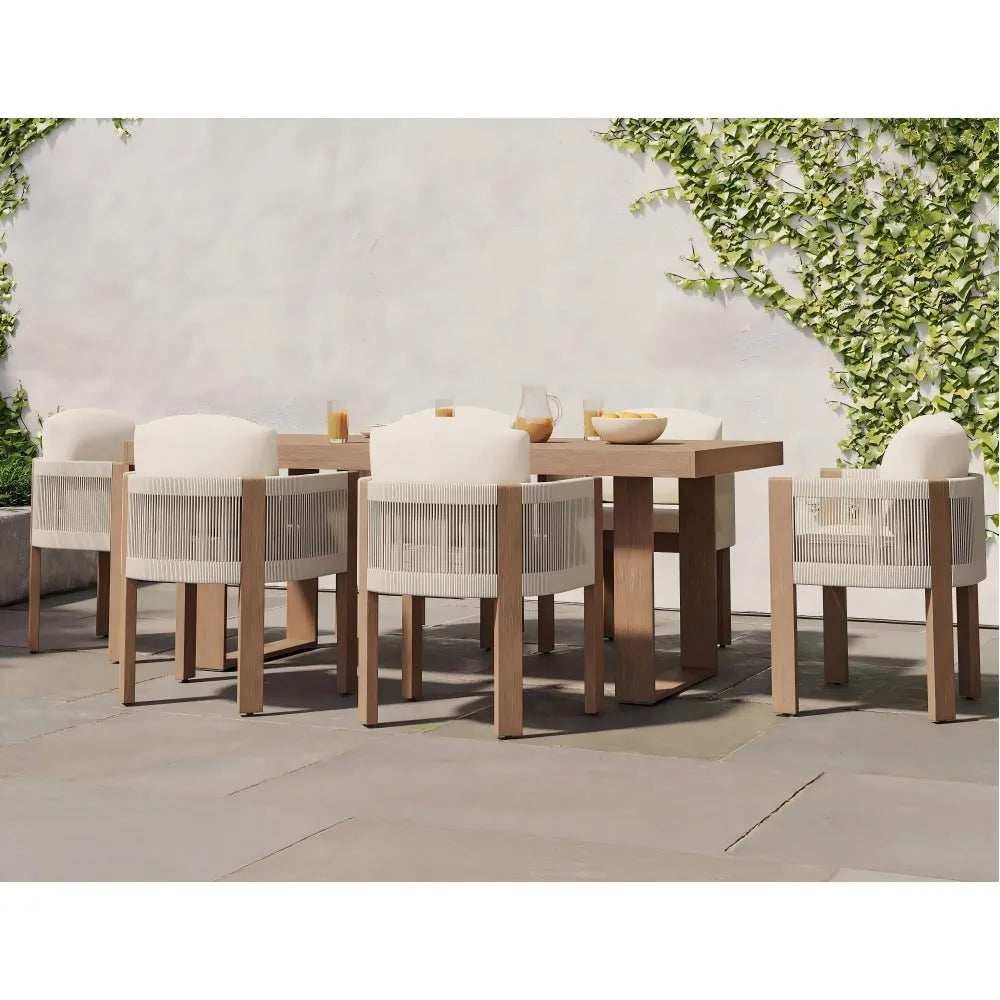 Outdoor Dining Set Rope Back Teak Contemporary Alfresco Outdoor Living