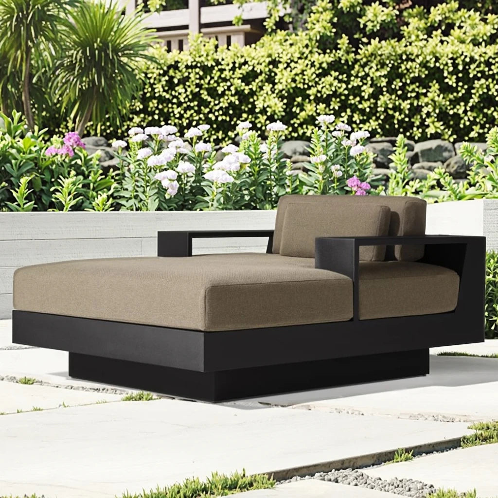 Aluminium Pool Lounger Chaise, Adjustable Luxury Outdoor Daybed White