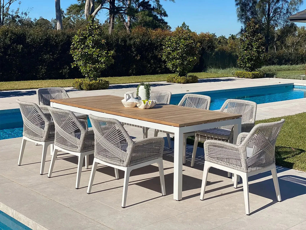 Outdoor Furniture Dining Set Teak and Aluminium Alfresco Outdoor Living