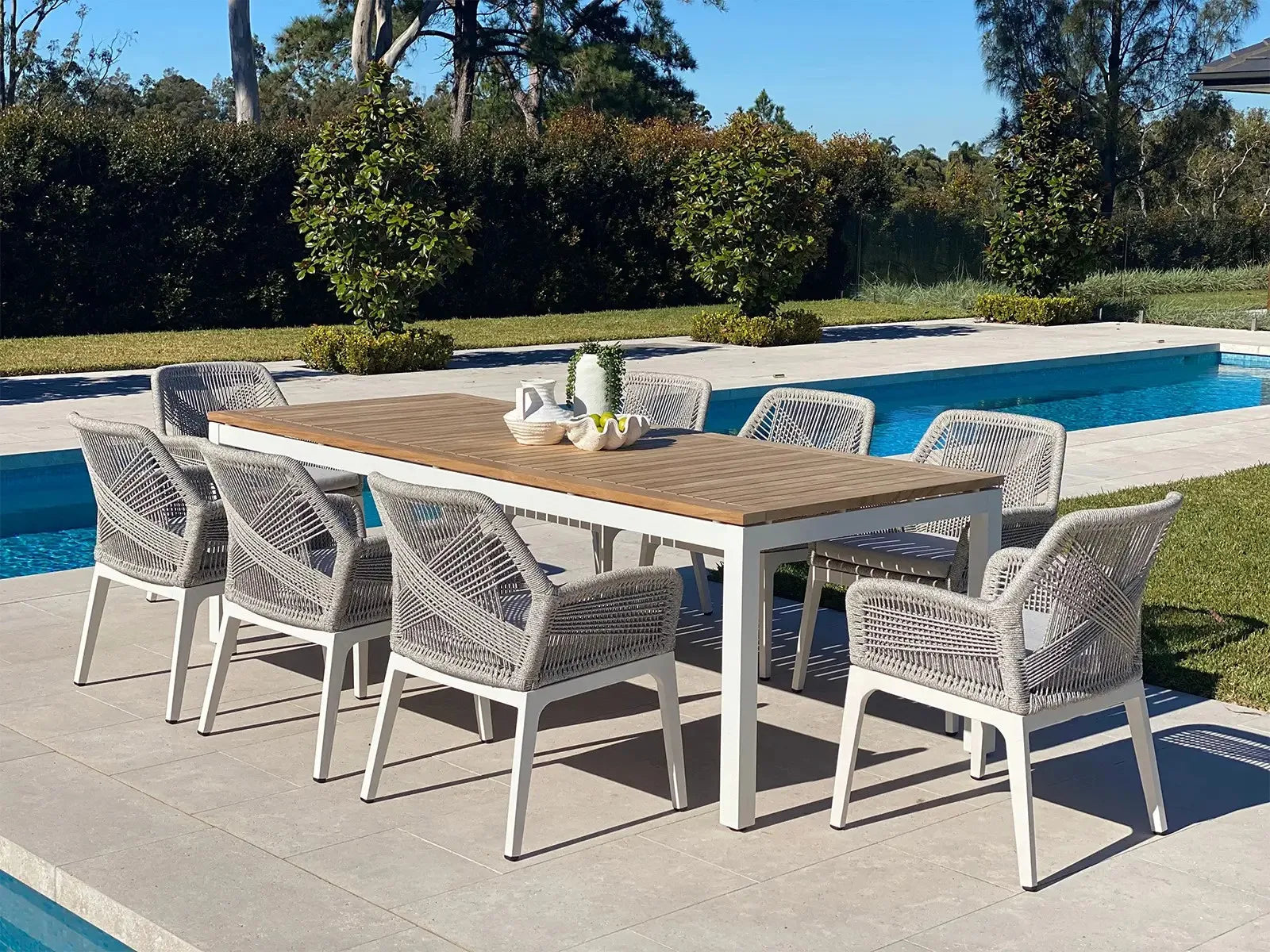 Outdoor Furniture Dining Set Teak and Aluminium Alfresco Outdoor Living