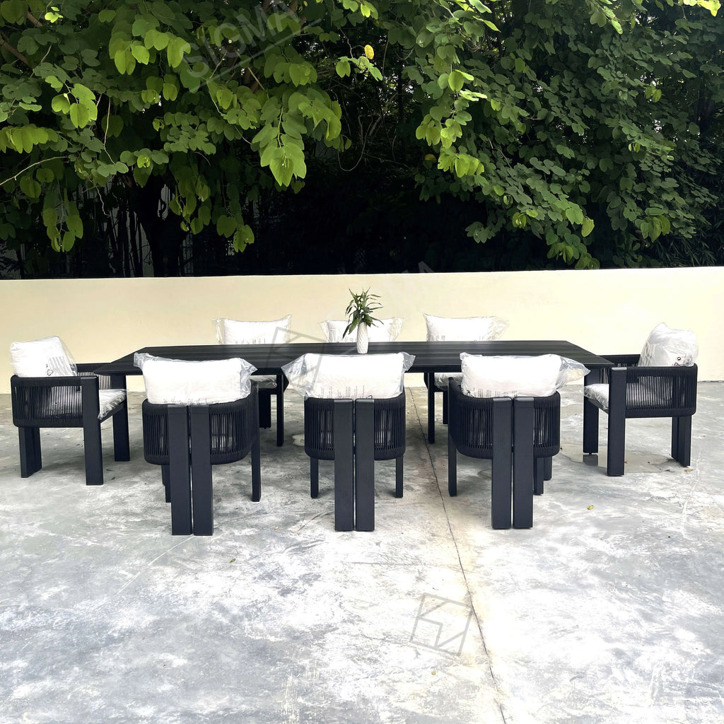 Dining Table Set Contemporary Woven Rope Alfresco Outdoor Living Australia