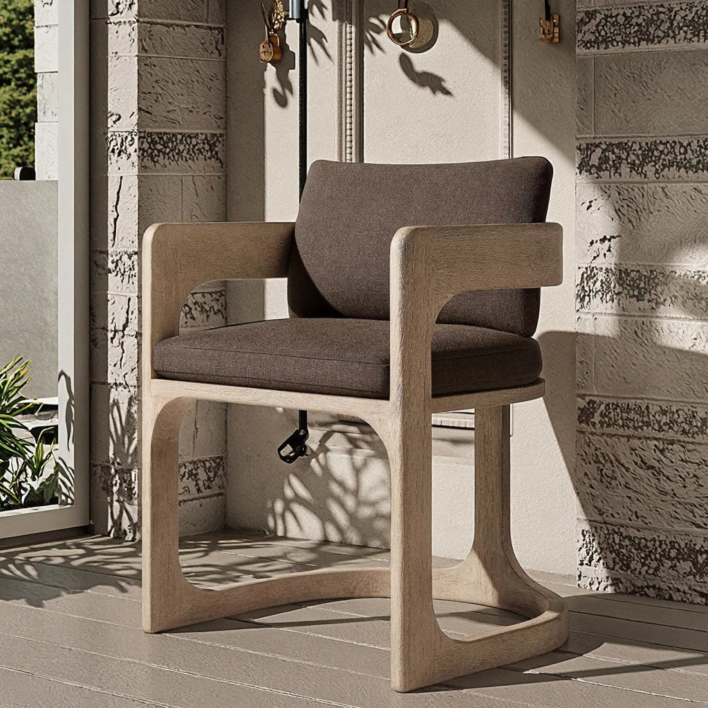 Solid Teak Dining Chair Curved Armrest Alfresco Outdoor Living Australia