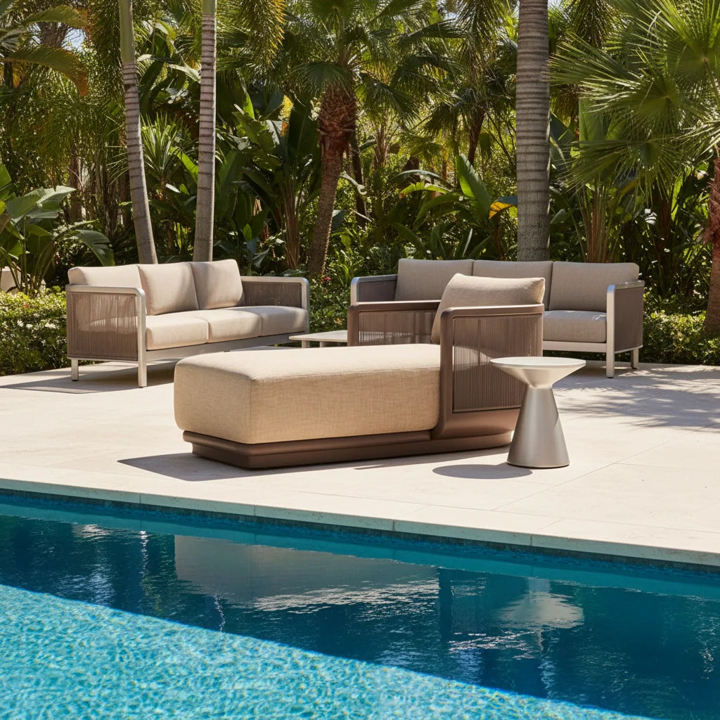 Custom Aluminum Sun Lounger Modern Rope Weave Alfresco Outdoor Living Australia