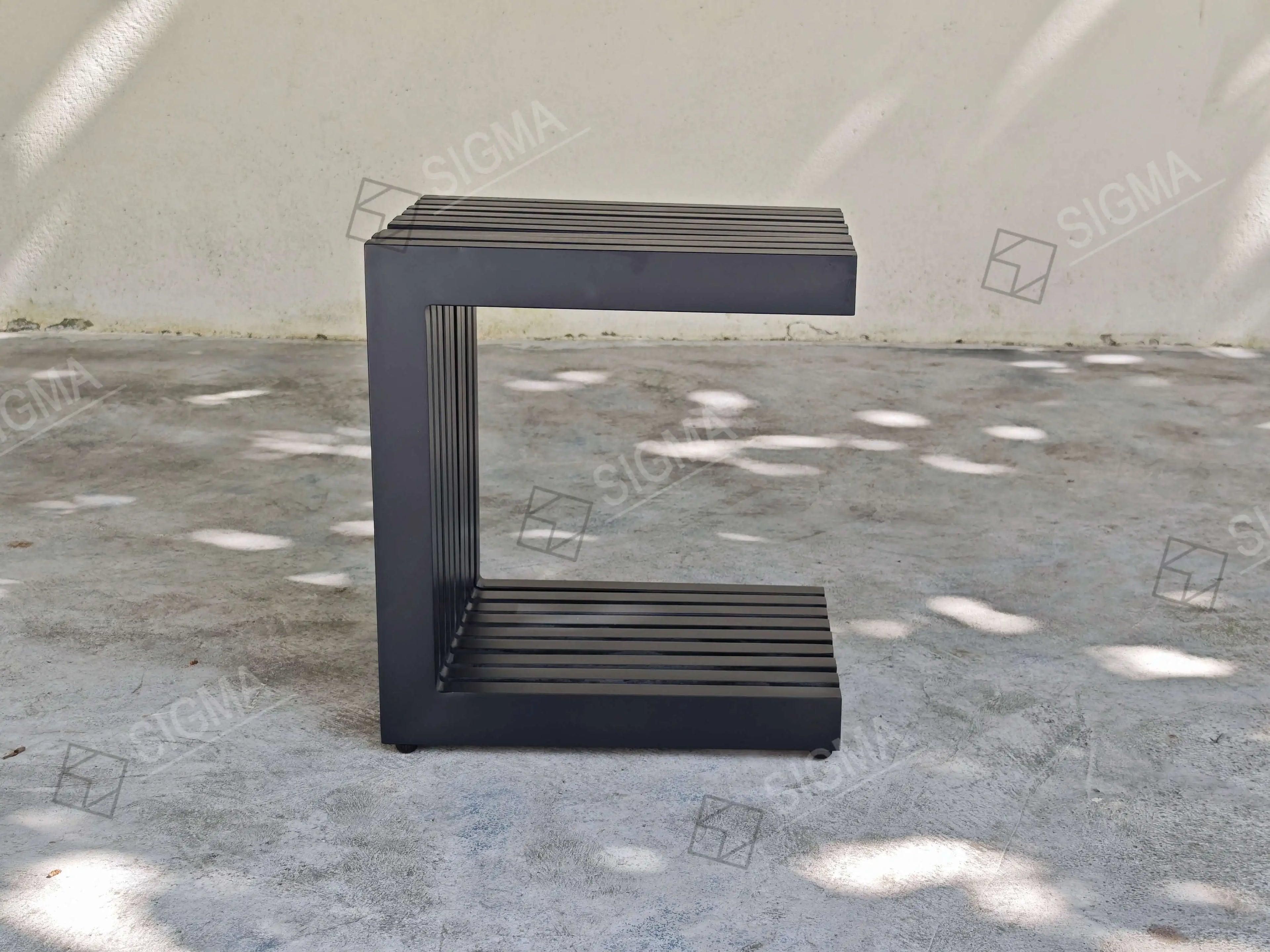 Designer Outdoor Side Table Modular Aluminum C-Shaped Alfresco Outdoor Living Australia