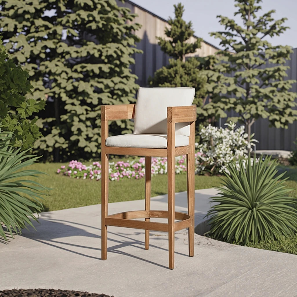 Teak Wood Bar Chair Curved Backrest Alfresco Outdoor Living Australia