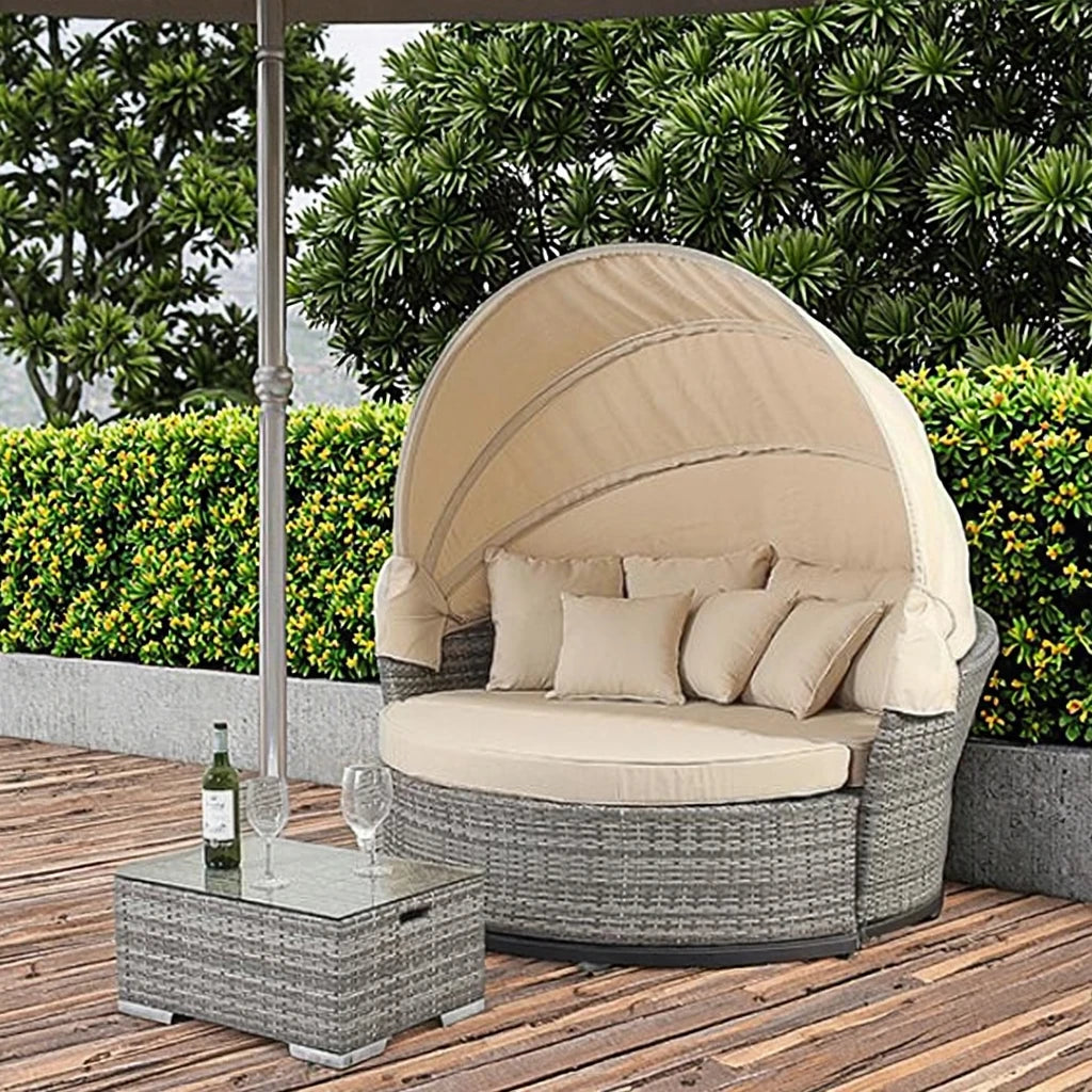 Round Rattan Sun Lounger Modern Architectural Alfresco Outdoor Living Australia