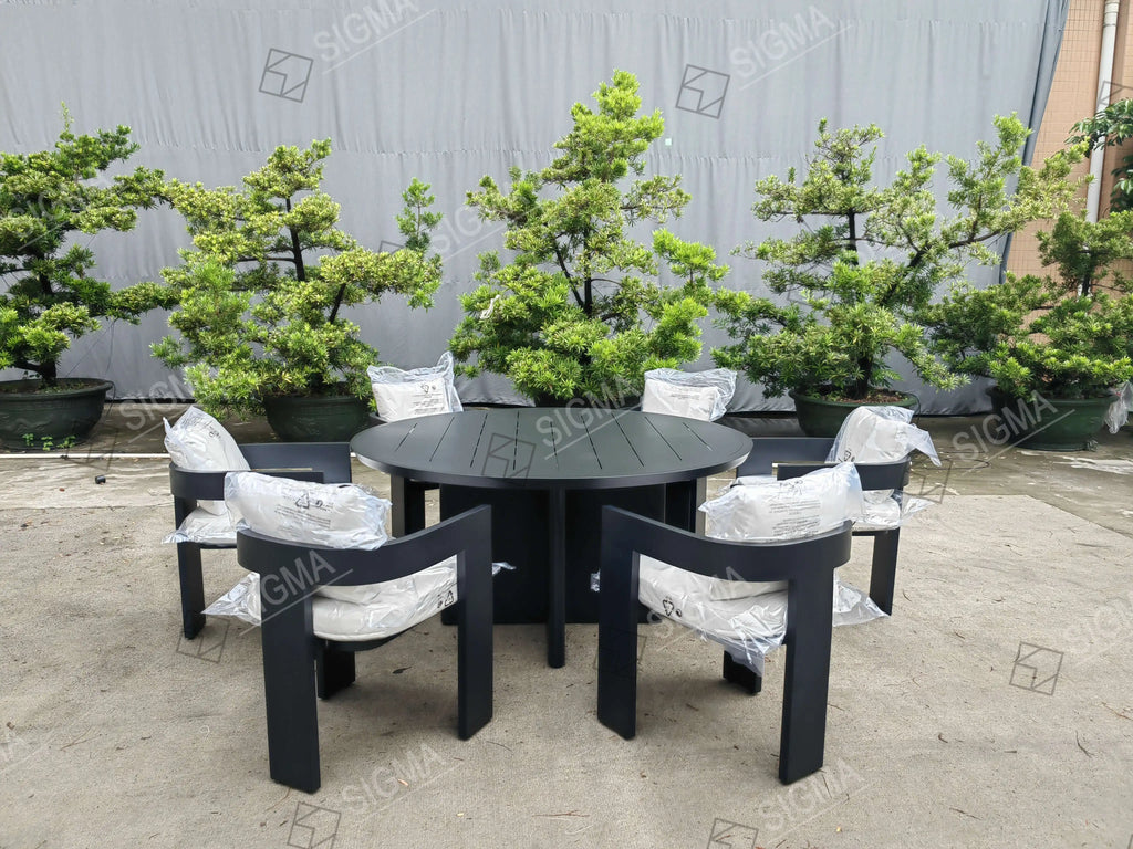 Custom Outdoor Dining 6-Seater Set Modern Aluminum Alfresco Outdoor Living Australia