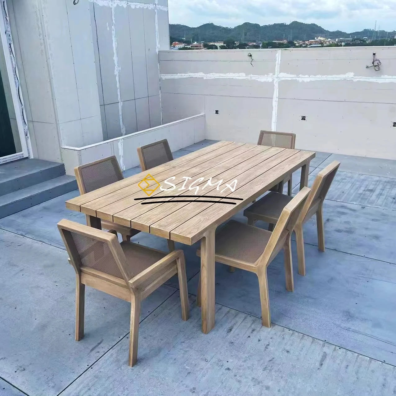 6-Seater Teak Dining Set Modern Rectangular Alfresco Outdoor Living Australia
