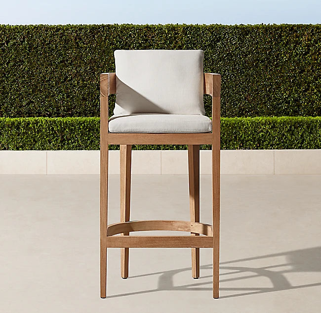 Teak Wood Bar Chair Curved Backrest Alfresco Outdoor Living Australia