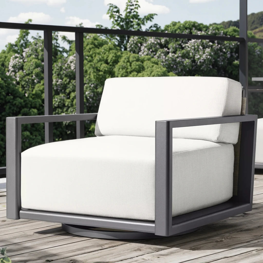 Designer Outdoor Furniture Swivel Lounge Chair Contemporary Aluminium
