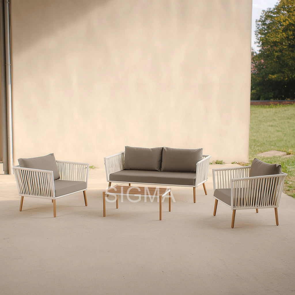 Custom Outdoor Furniture Aluminum Rope Sofa Set Modern Alfresco Outdoor Living Australia