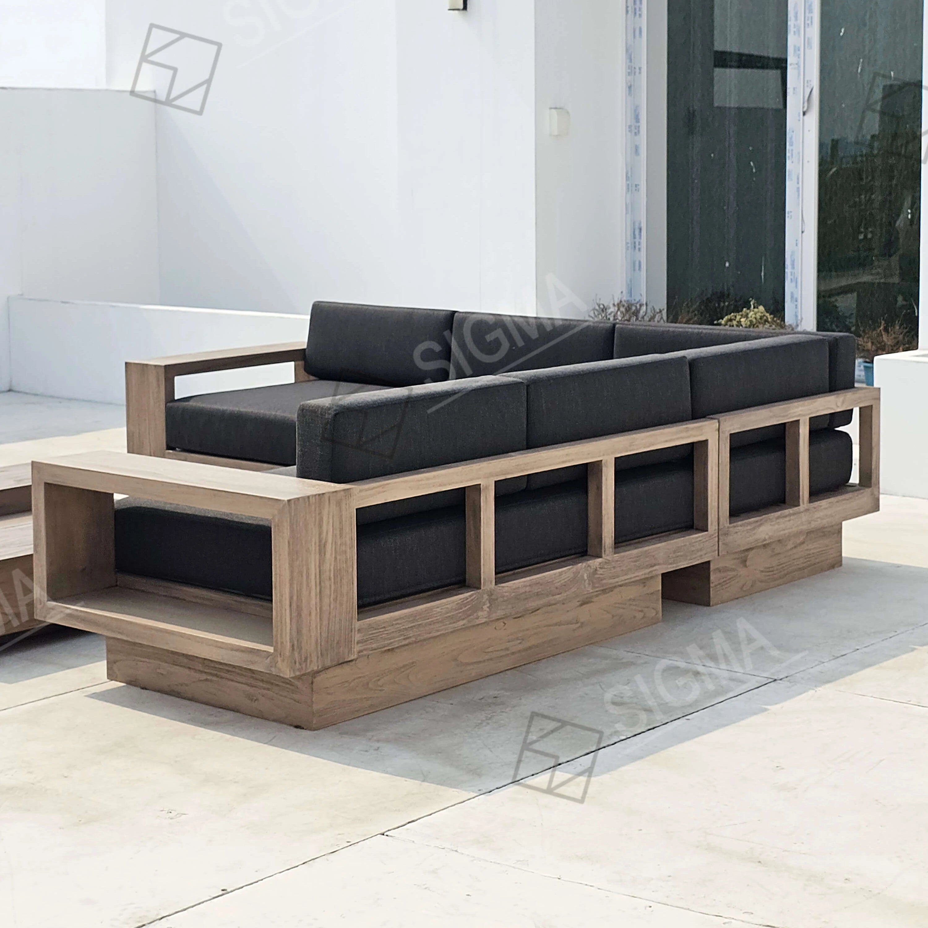 Custom Outdoor Furniture L-Shape Sofa Set Modern Teak Alfresco Outdoor Living Australia