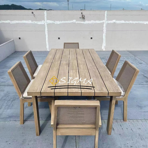 6-Seater Teak Dining Set Modern Rectangular Alfresco Outdoor Living Australia