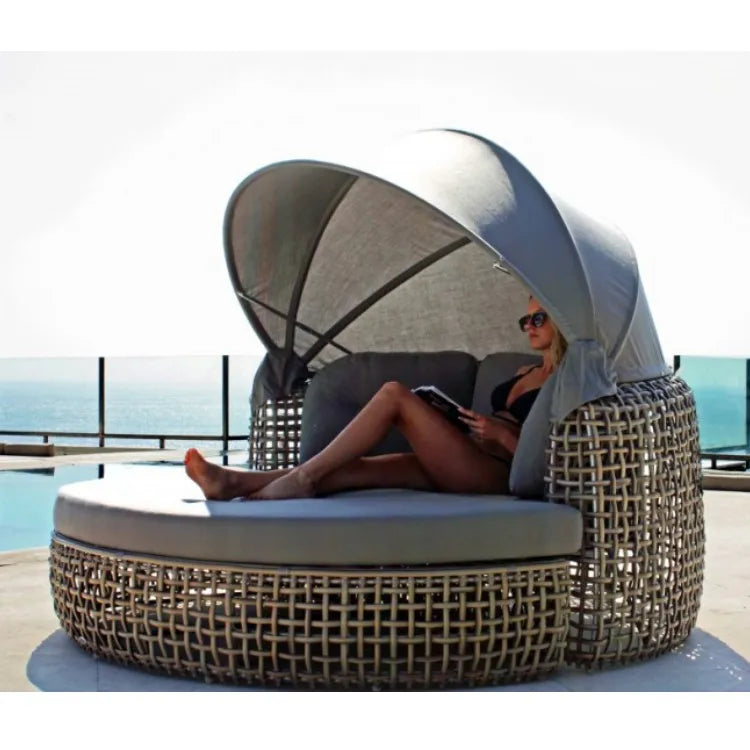 Custom Rattan Canopy Bed Round Daybed Luxury Alfresco Outdoor Living Australia