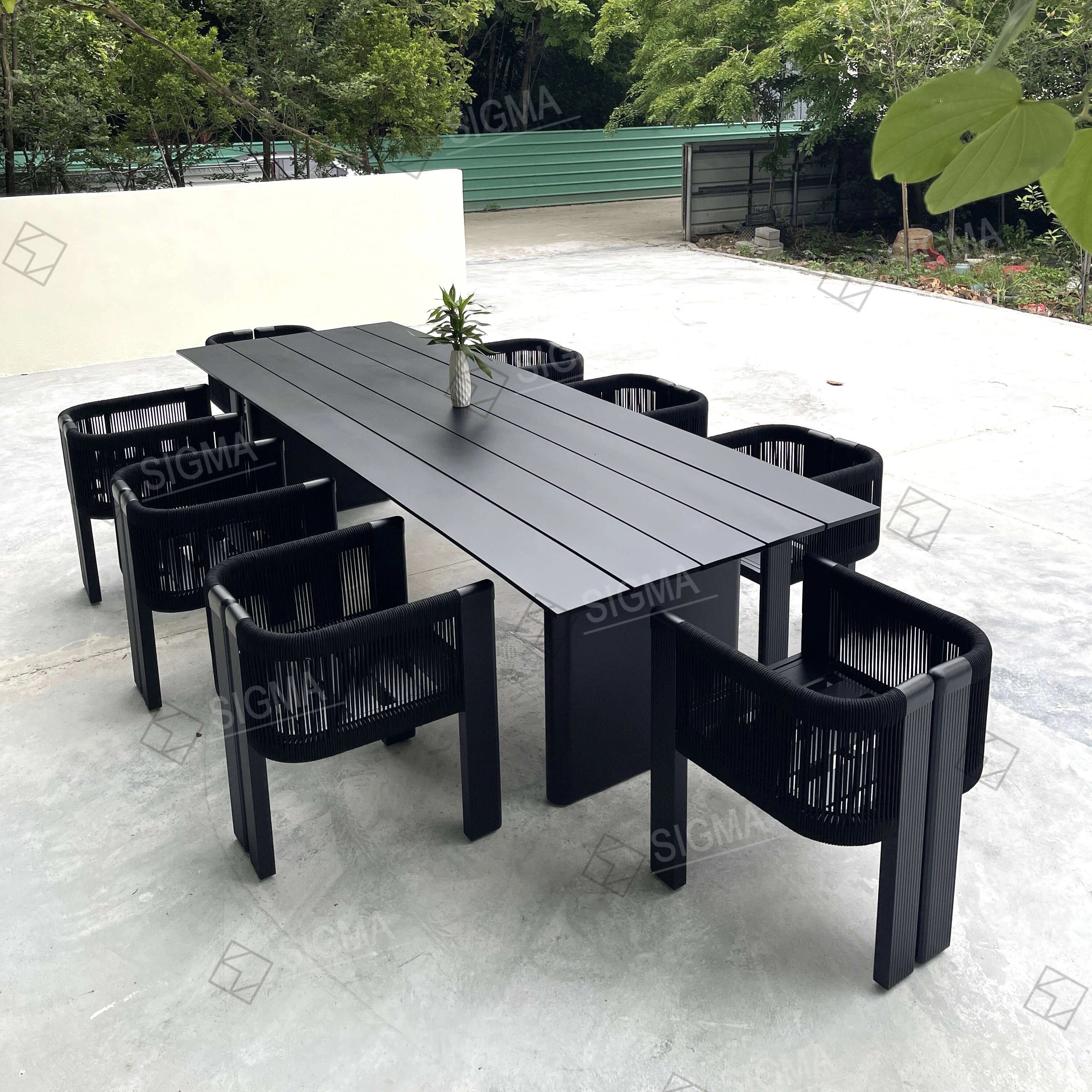 Dining Table Set Contemporary Woven Rope Alfresco Outdoor Living Australia