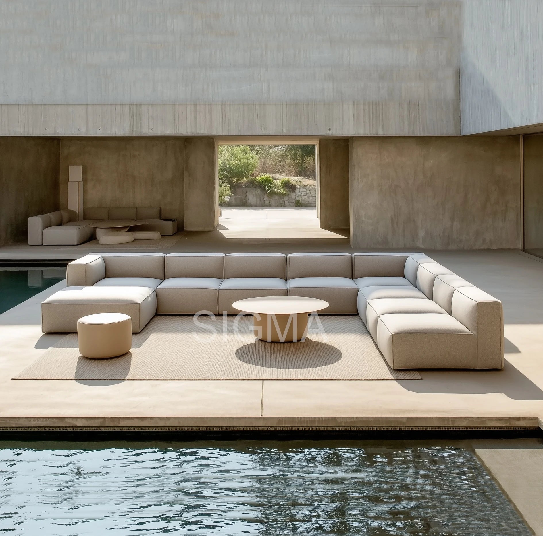 Custom Outdoor Furniture L-Shaped Sofa and Table Set Contemporary Alfresco Outdoor Living Australia