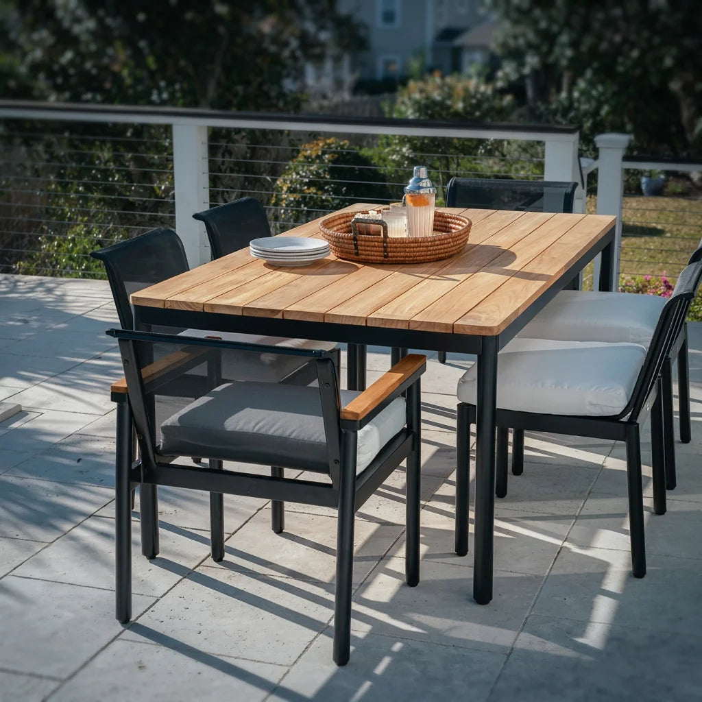 Custom 6-Seater Dining Set Aluminium Teak Alfresco Outdoor Living Australia