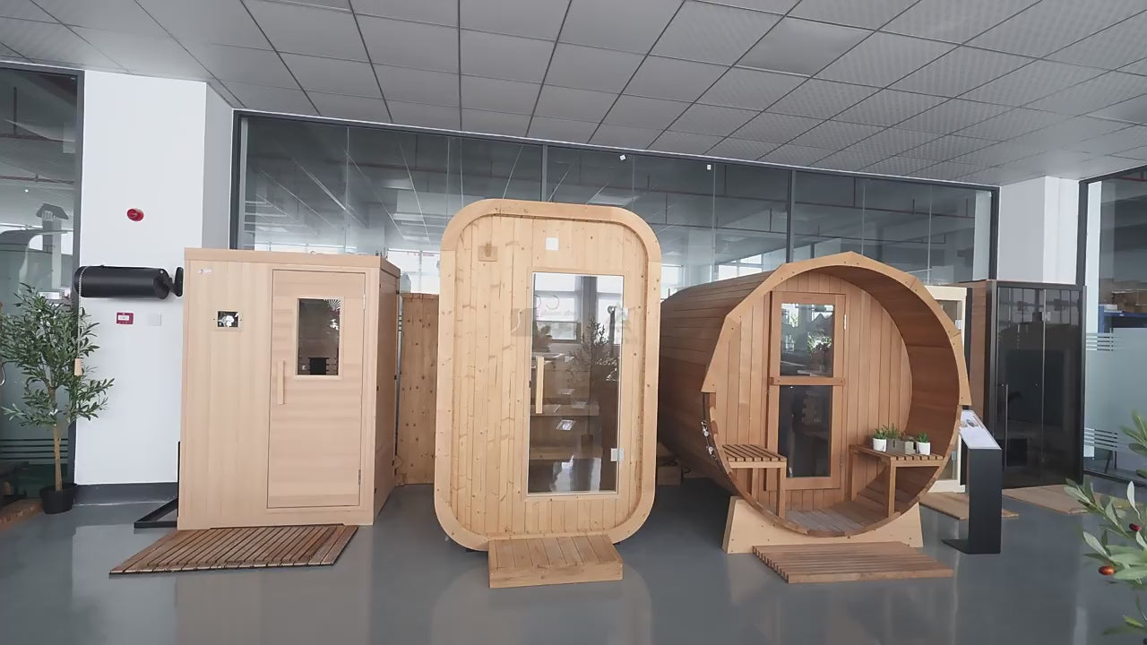 Panoramic Red Cedar Barrel Sauna Modern Design Alfresco Outdoor Living Australia